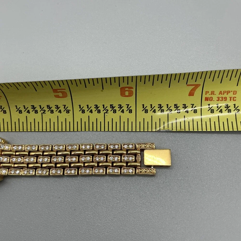Nolan Miller Womens Watch 23mm MOP Dial Gold Tone Crystals New Battery 6.25